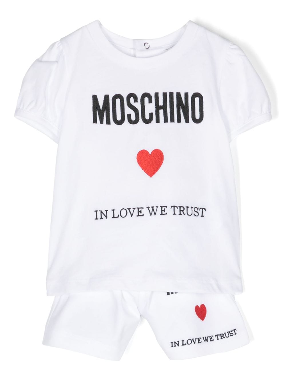 Moschino Kids embroidered-logo cotton shorts sets - White von Moschino Kids