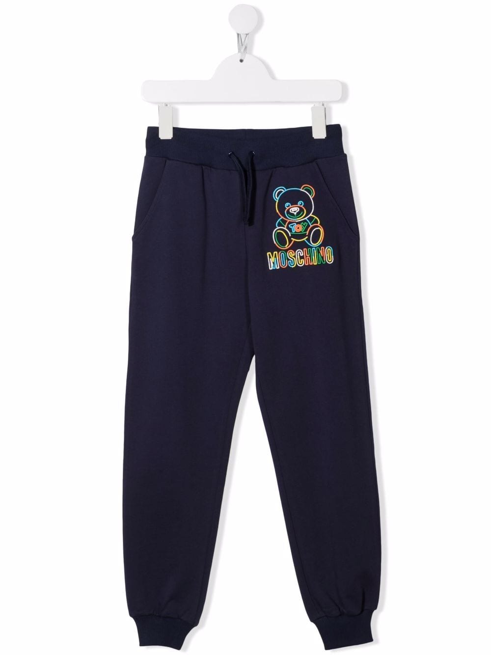 Moschino Kids embroidered-logo tapered trousers - Blue von Moschino Kids