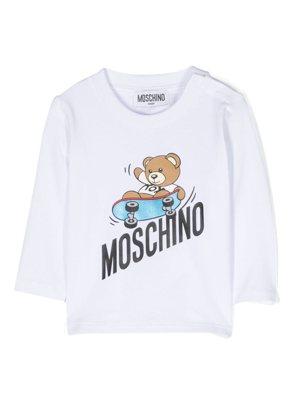 Moschino Kids graphic-print stretch-cotton T-shirt - White von Moschino Kids