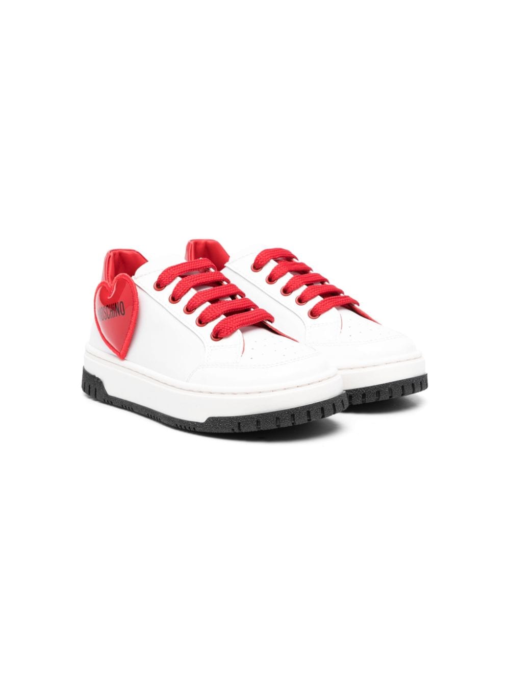 Moschino Kids heart-patch leather sneakers - White von Moschino Kids