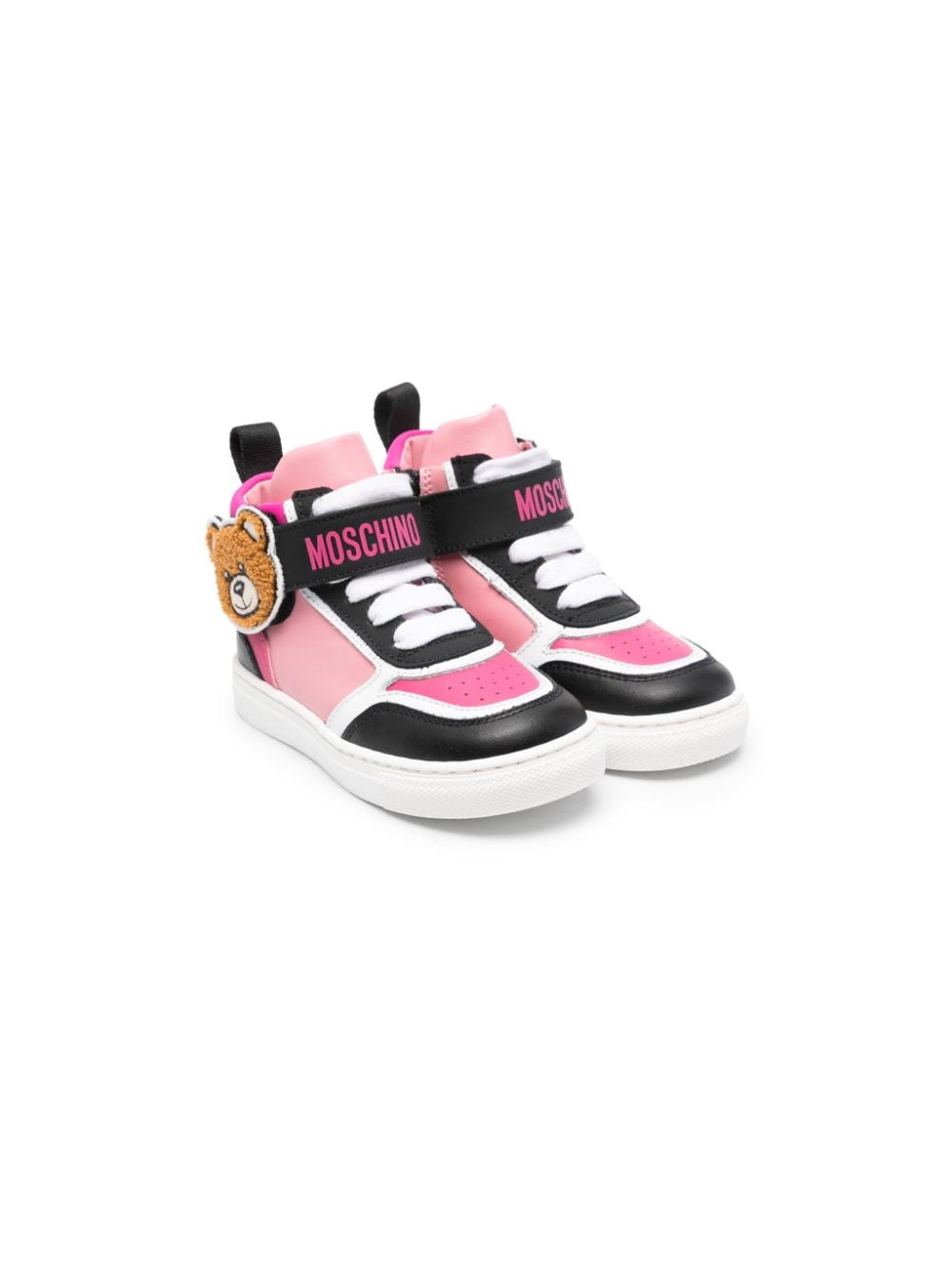 Moschino Kids high-top leather sneakers - Pink von Moschino Kids