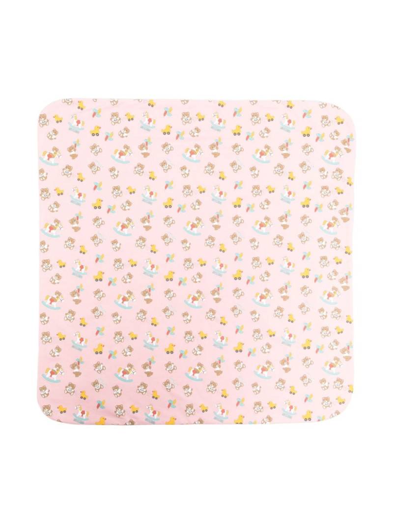 Moschino Kids illustration-print cotton blanket - Pink von Moschino Kids