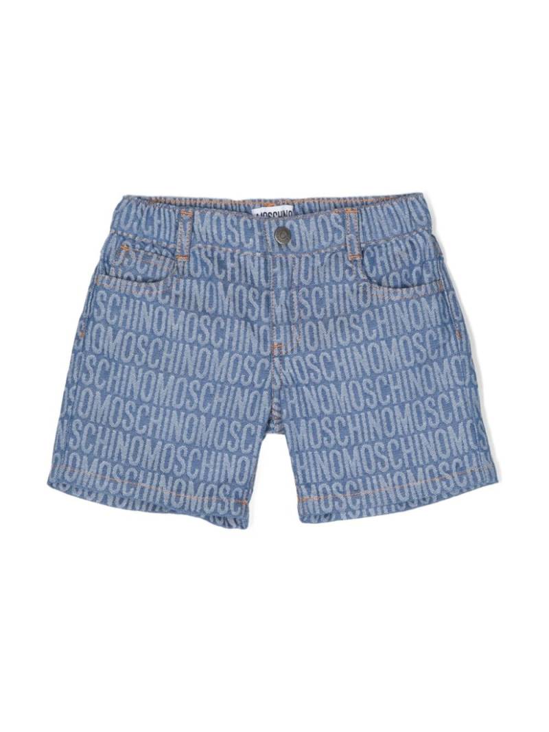 Moschino Kids jacquard-logo denim shorts - Blue von Moschino Kids