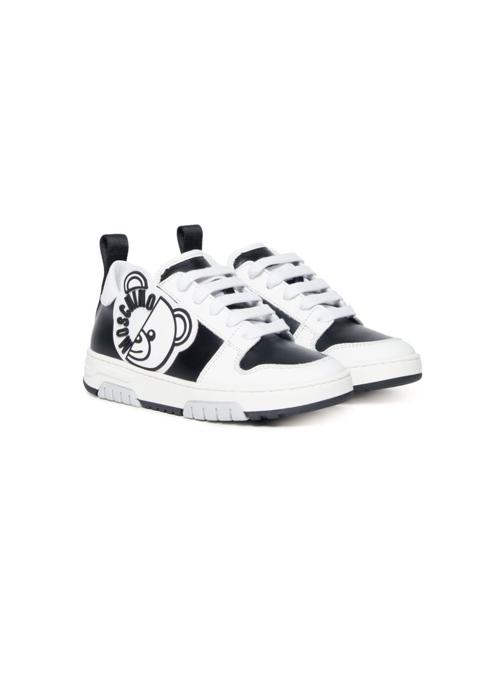 Moschino Kids logo-appliqué leather sneakers - White von Moschino Kids