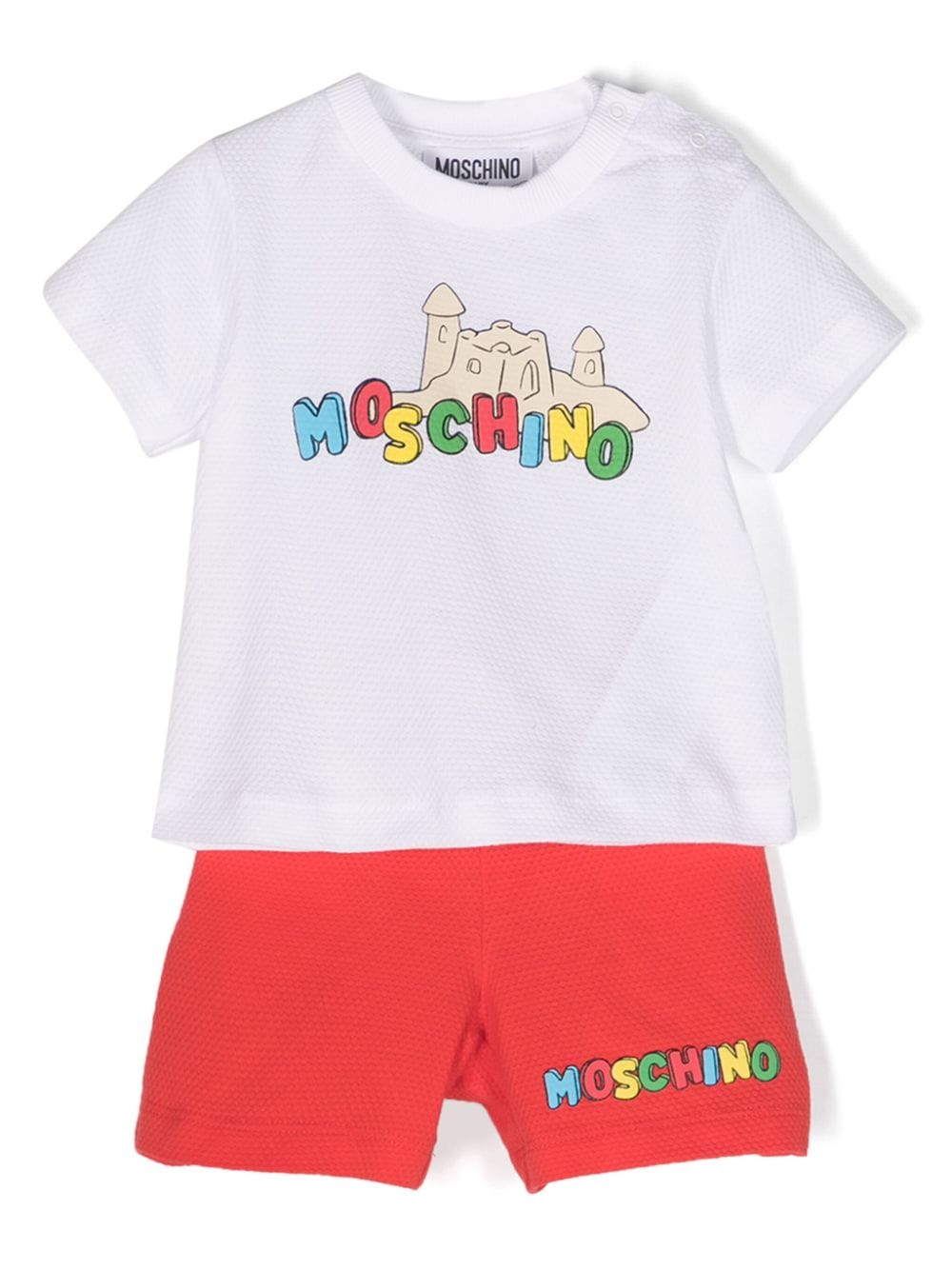 Moschino Kids logo-debossed cotton short set - White von Moschino Kids