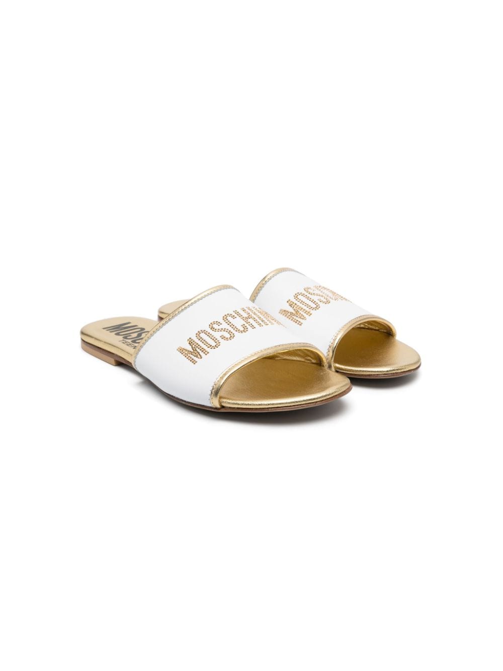 Moschino Kids logo-embellished leather sandals - Gold von Moschino Kids