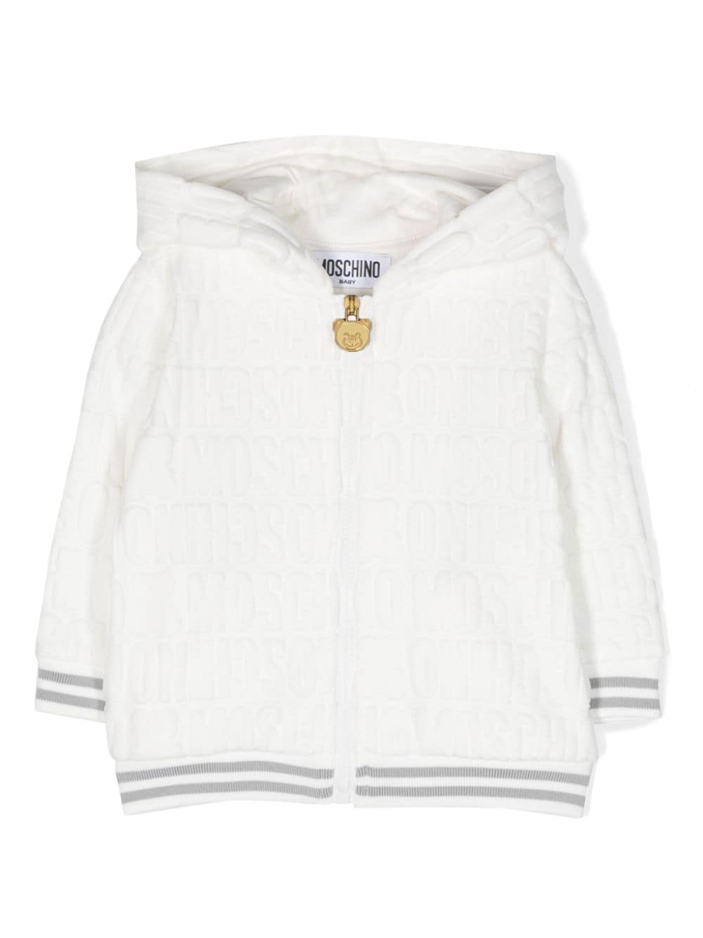 Moschino Kids logo-embossed zipped hoodie - White von Moschino Kids