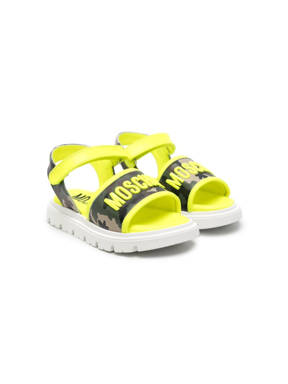 Moschino Kids logo-embroidered camouflage sandals - Yellow von Moschino Kids