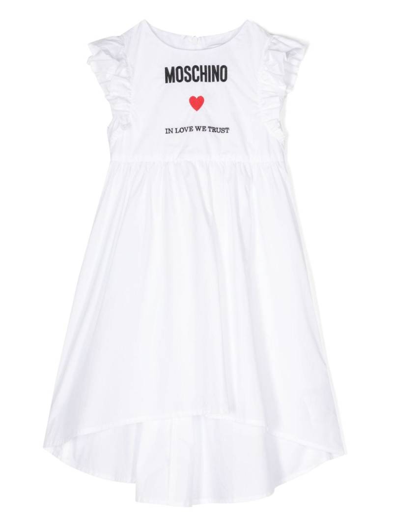 Moschino Kids logo-embroidered cotton dress - White von Moschino Kids