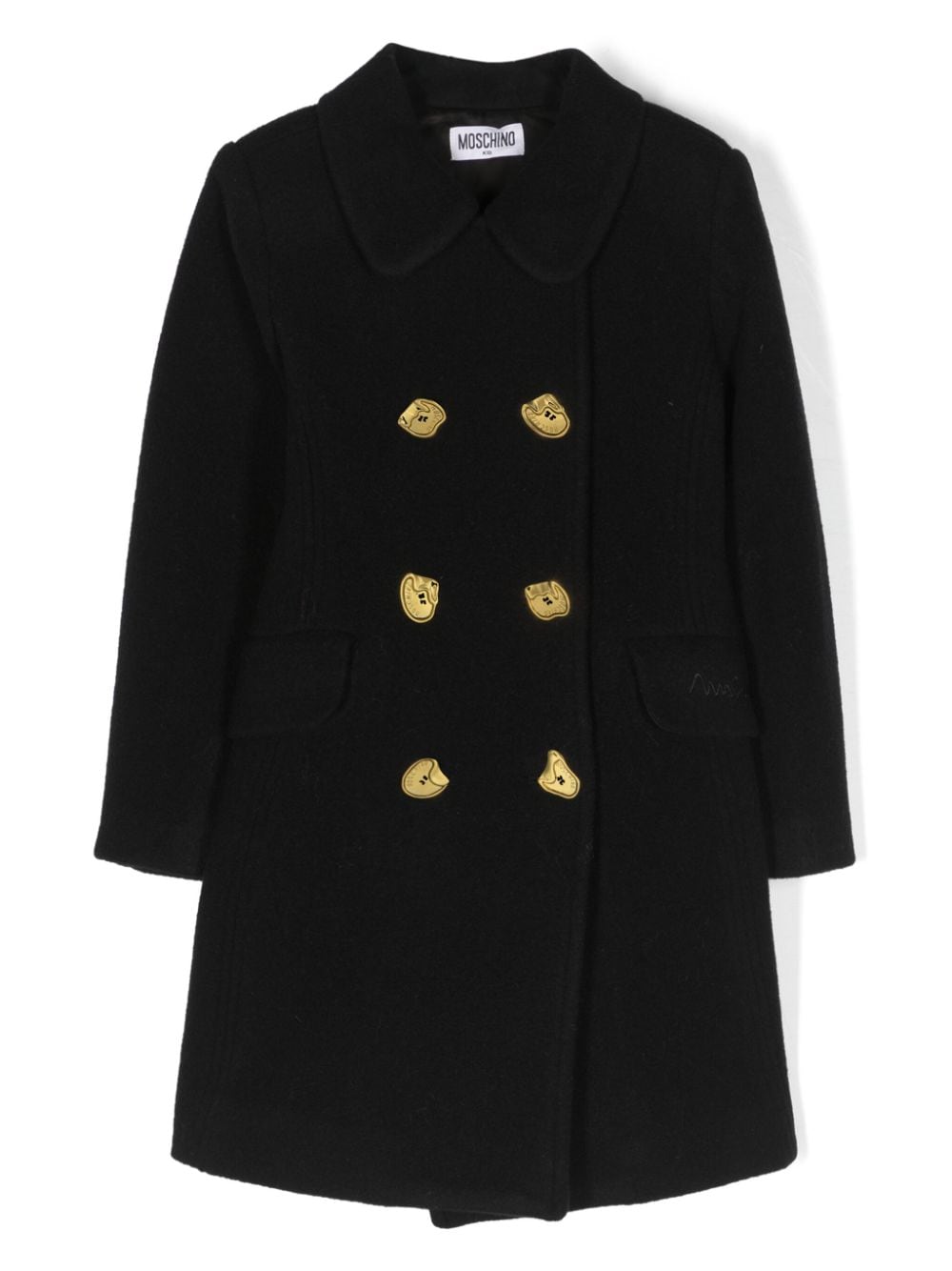 Moschino Kids logo-embroidered double-breasted coat - Black von Moschino Kids