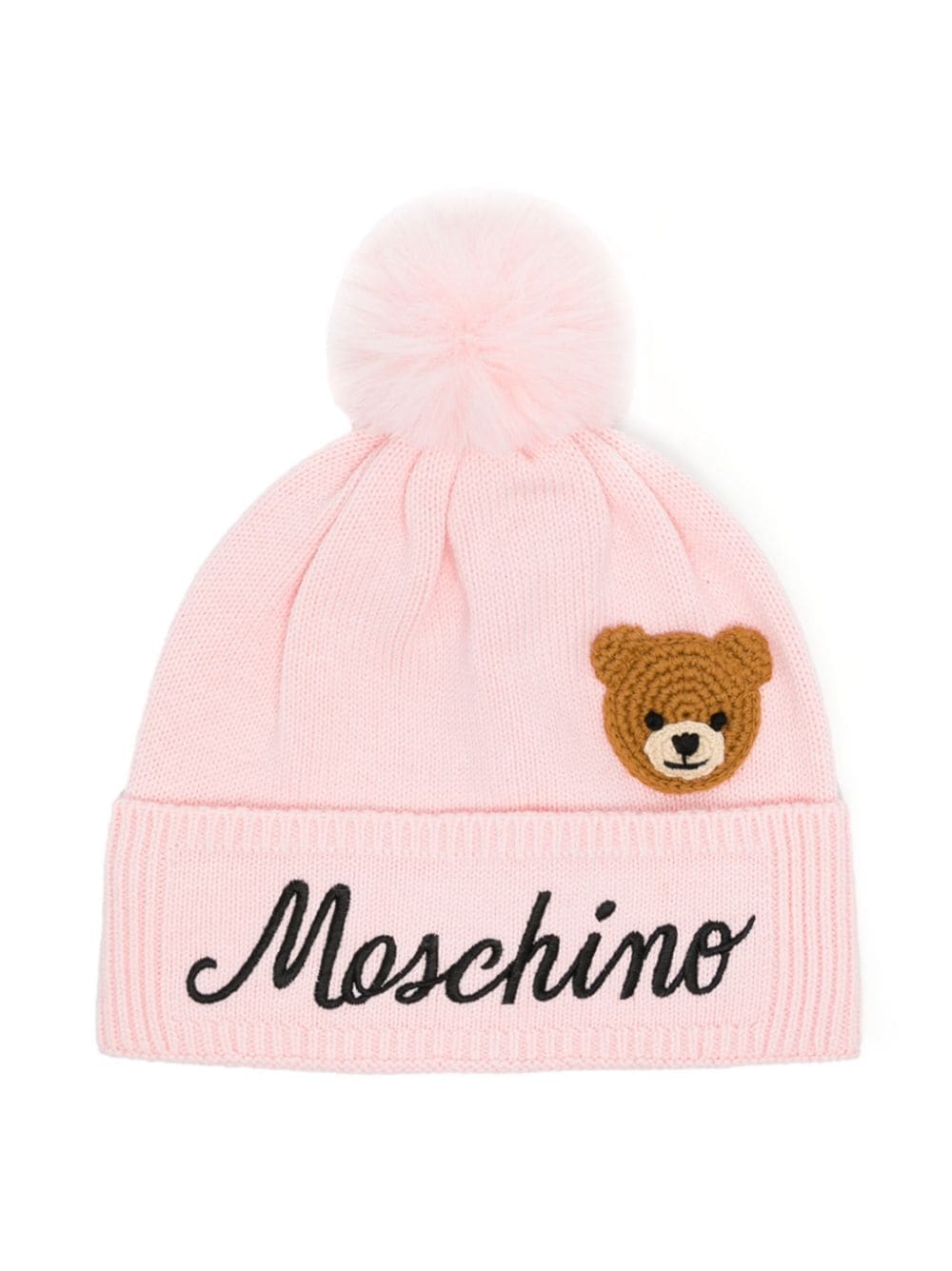 Moschino Kids logo-embroidered fine-knit beanie - Pink von Moschino Kids