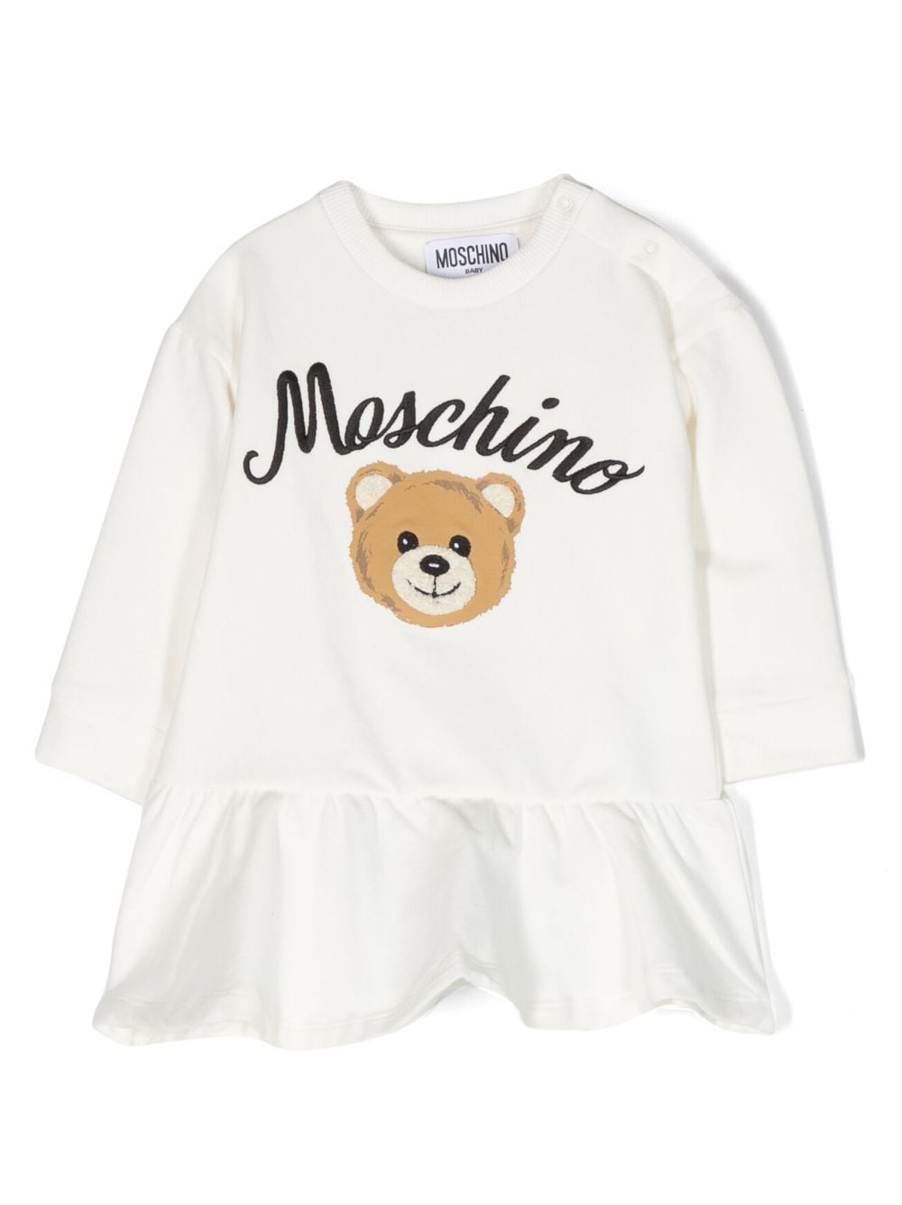 Moschino Kids logo-embroidered flared dress - White von Moschino Kids