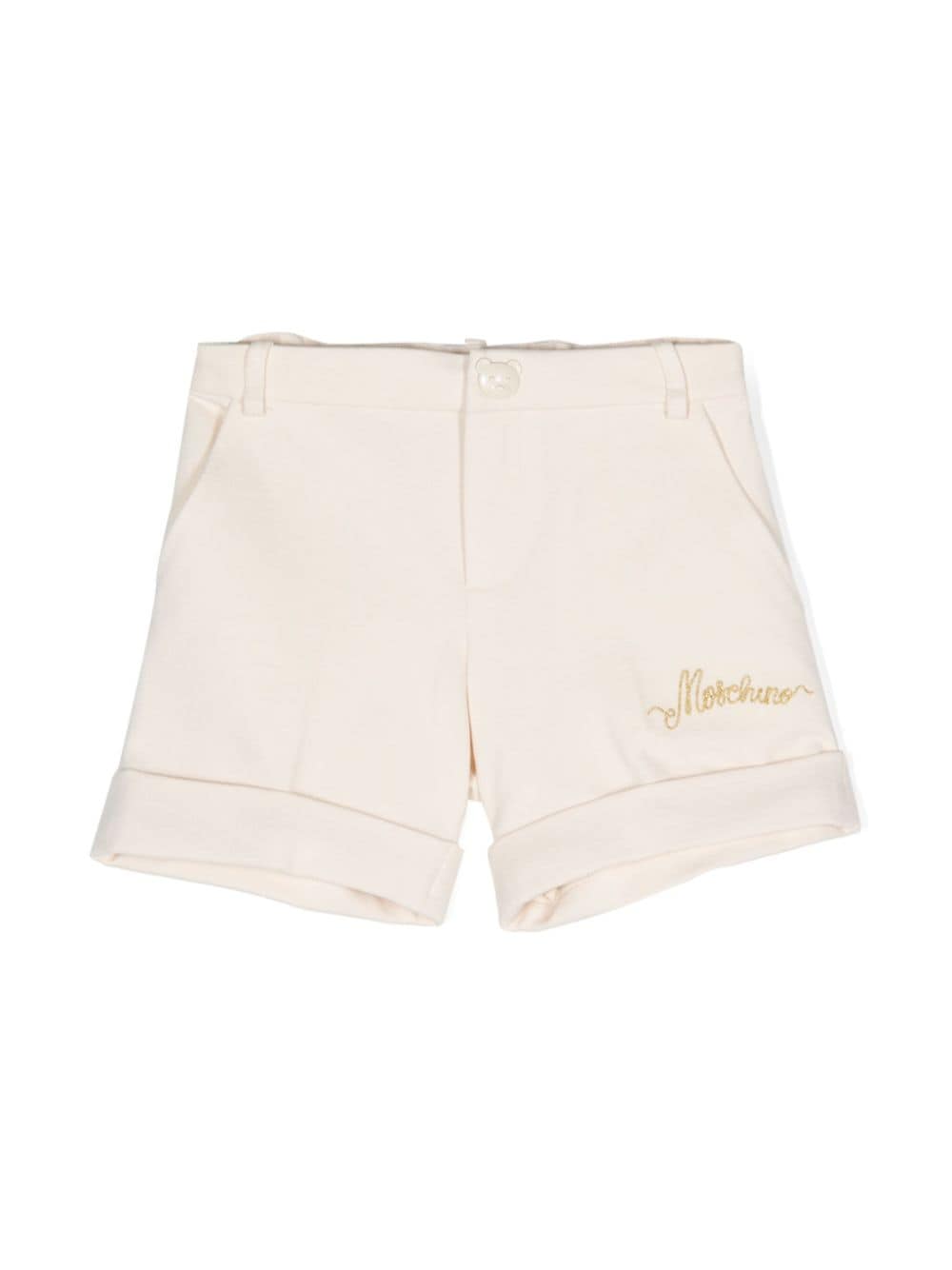 Moschino Kids logo-embroidered jersey shorts - Neutrals von Moschino Kids