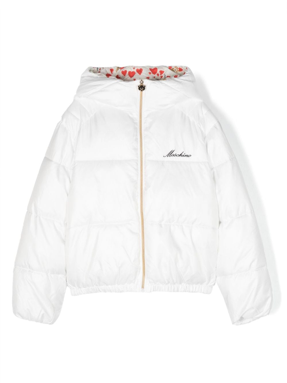 Moschino Kids logo-embroidered padded jacket - White von Moschino Kids