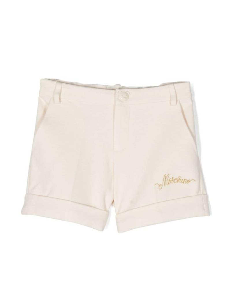 Moschino Kids logo-embroidered piqué shorts - Neutrals von Moschino Kids