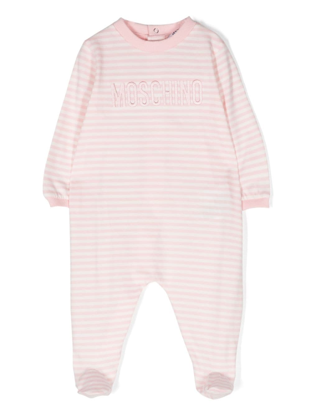 Moschino Kids logo-embroidered striped pajamas - Pink von Moschino Kids