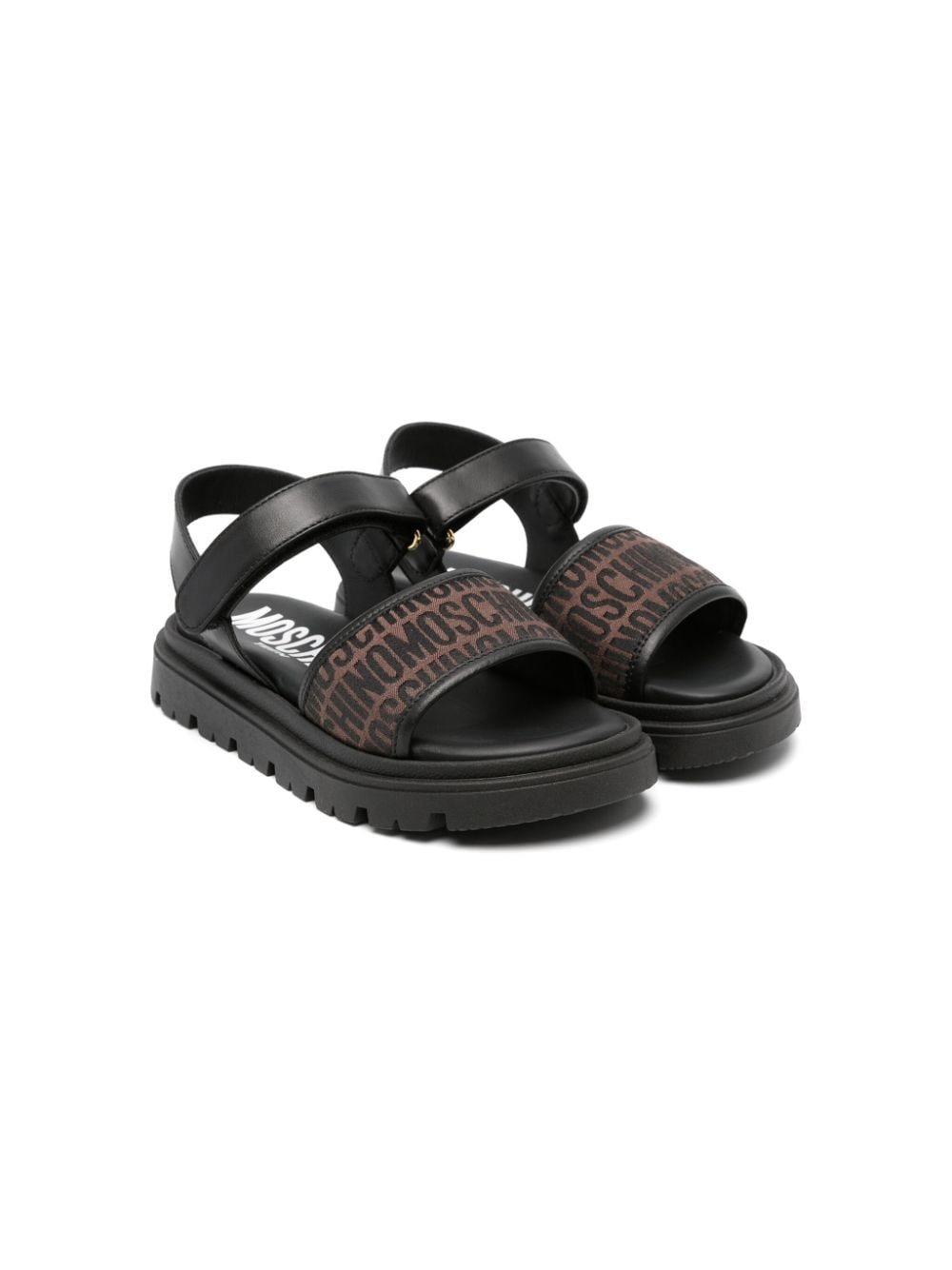 Moschino Kids logo-jacquard open-toe sandals - Brown von Moschino Kids