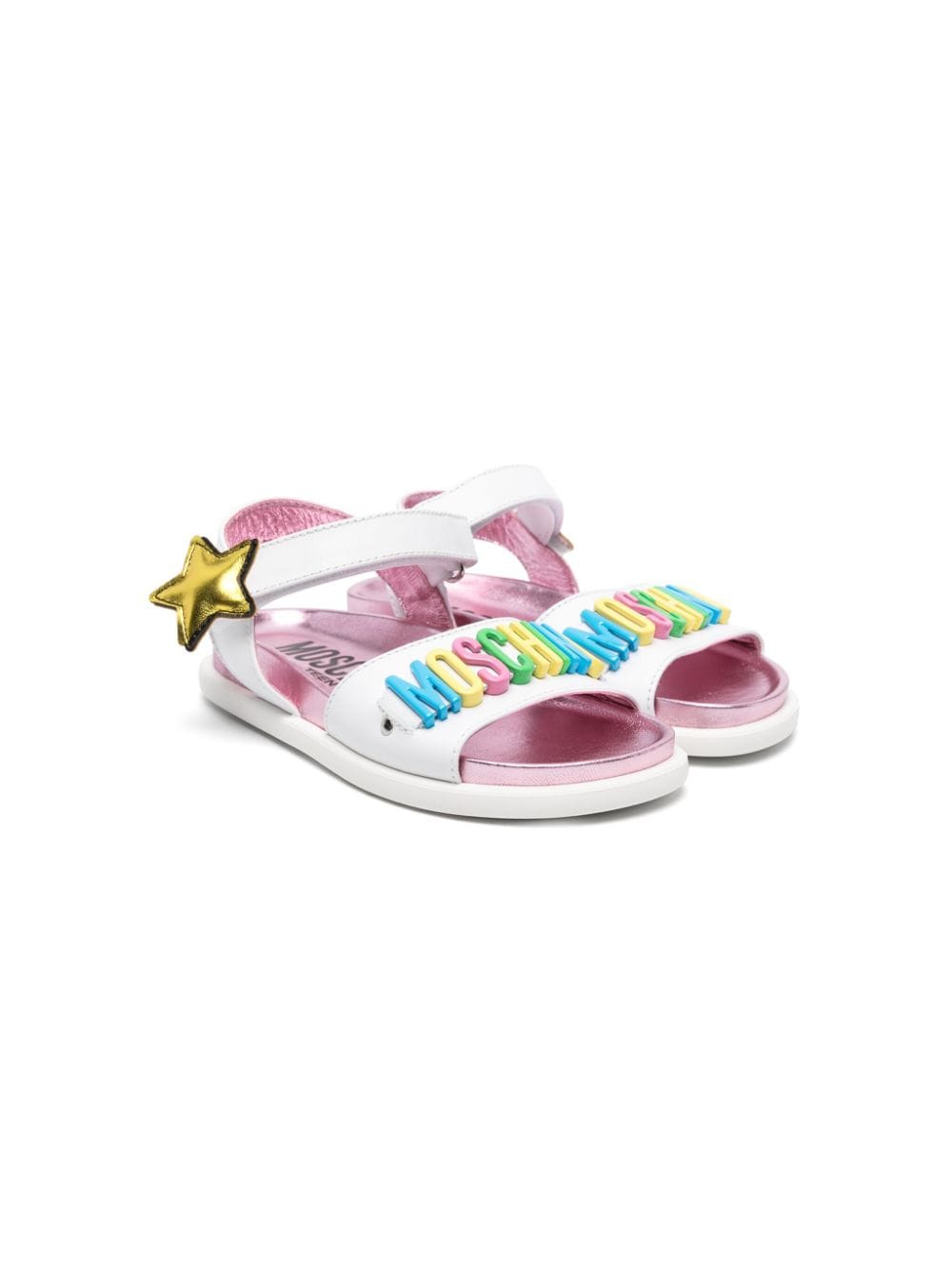 Moschino Kids logo-lettering leather sandals - White von Moschino Kids