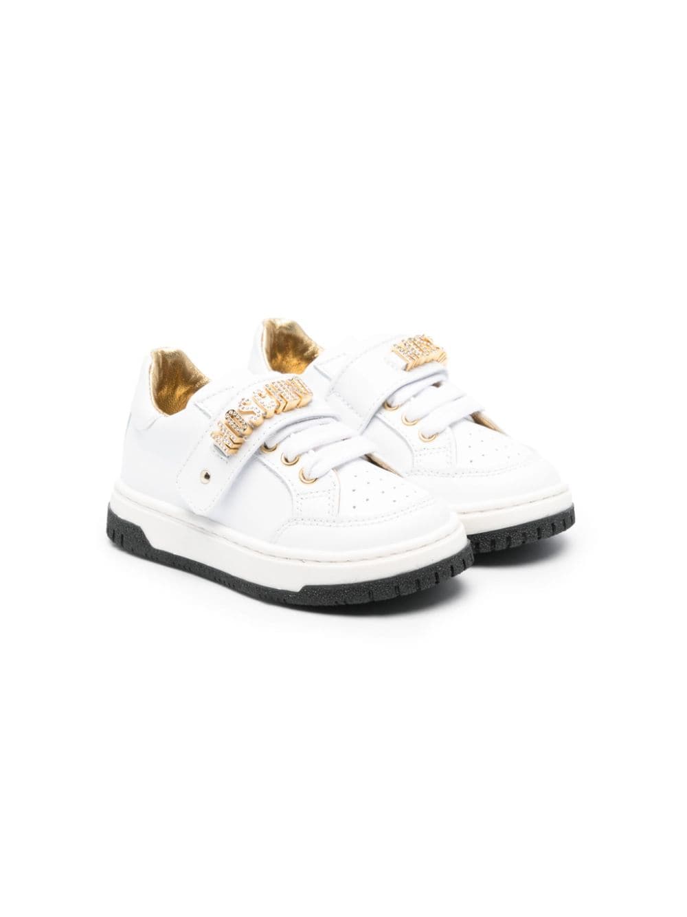 Moschino Kids logo-lettering leather sneakers - White von Moschino Kids