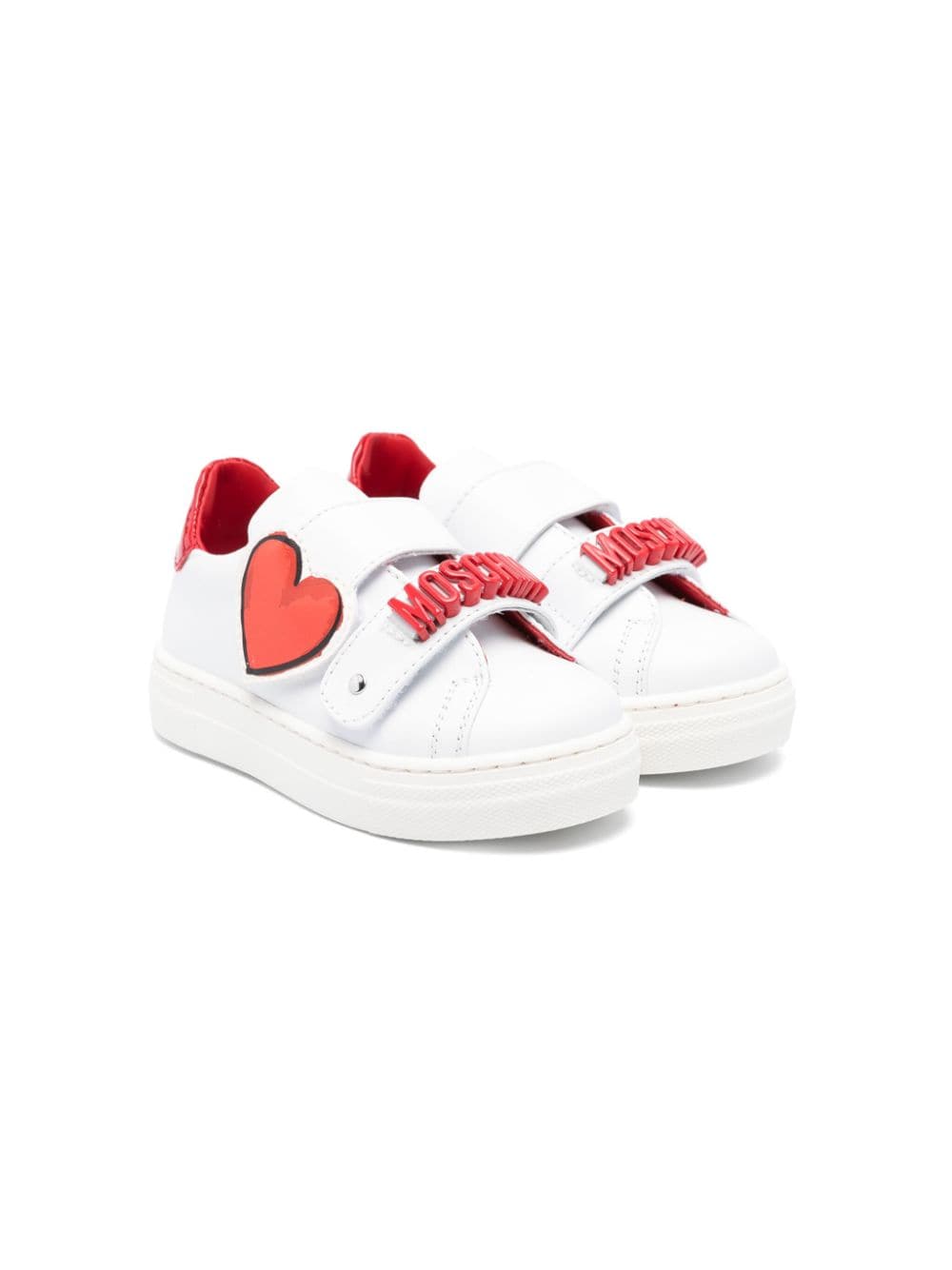 Moschino Kids logo-lettering leather sneakers - White von Moschino Kids