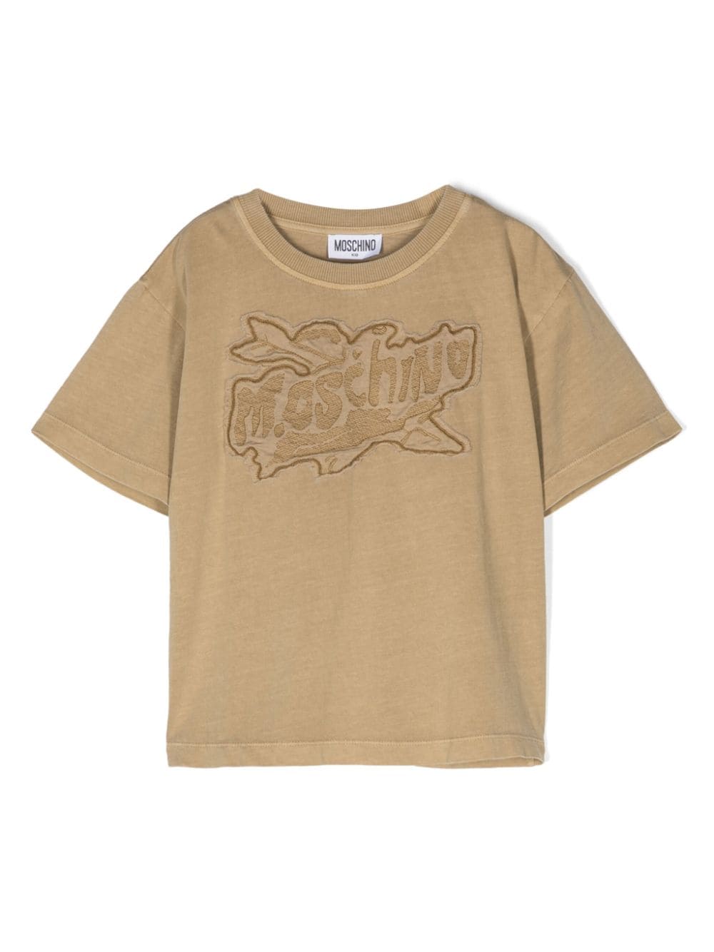 Moschino Kids logo-patch cotton T-shirt - Neutrals von Moschino Kids