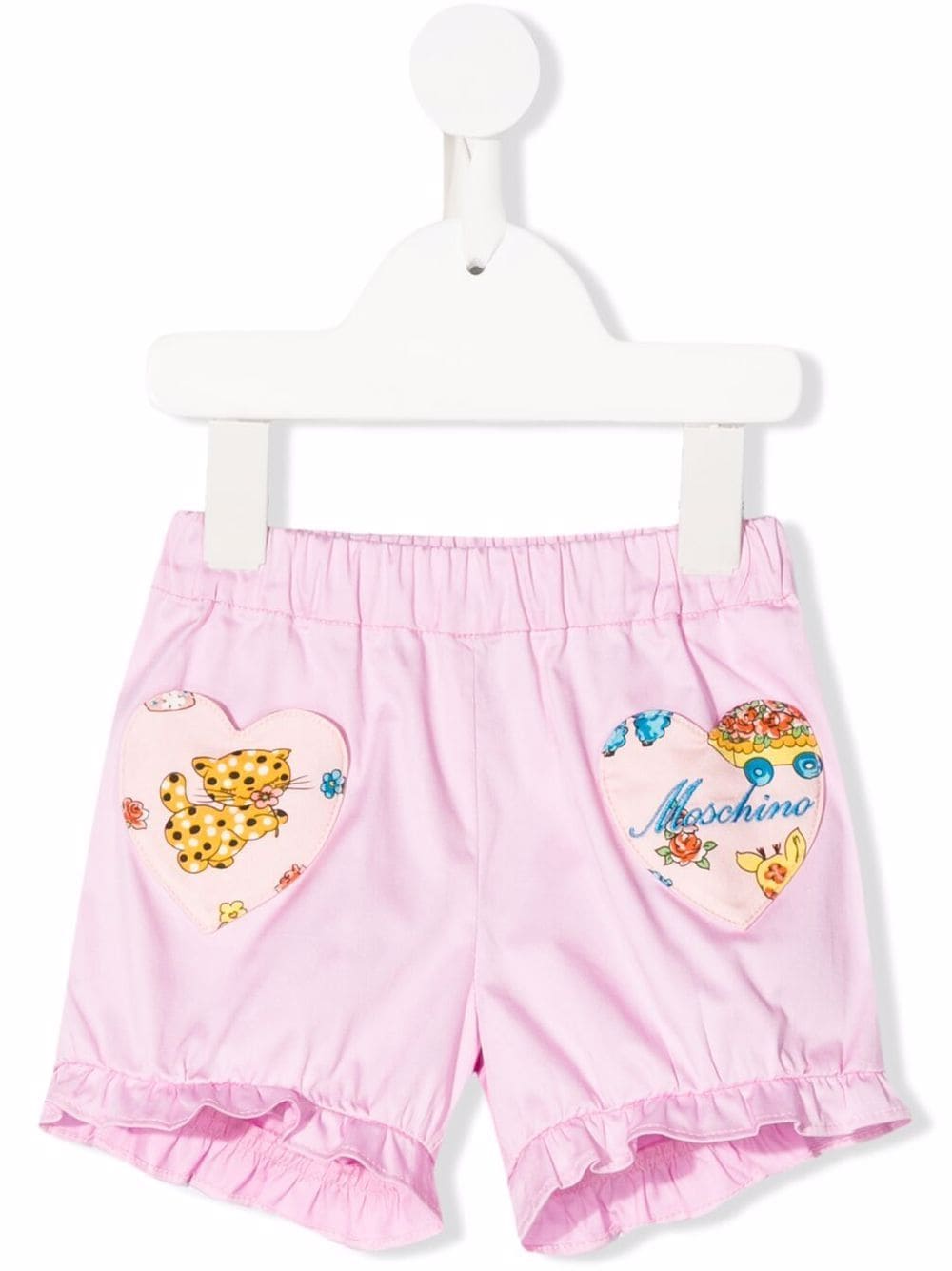 Moschino Kids logo-patch cotton shorts - Pink von Moschino Kids