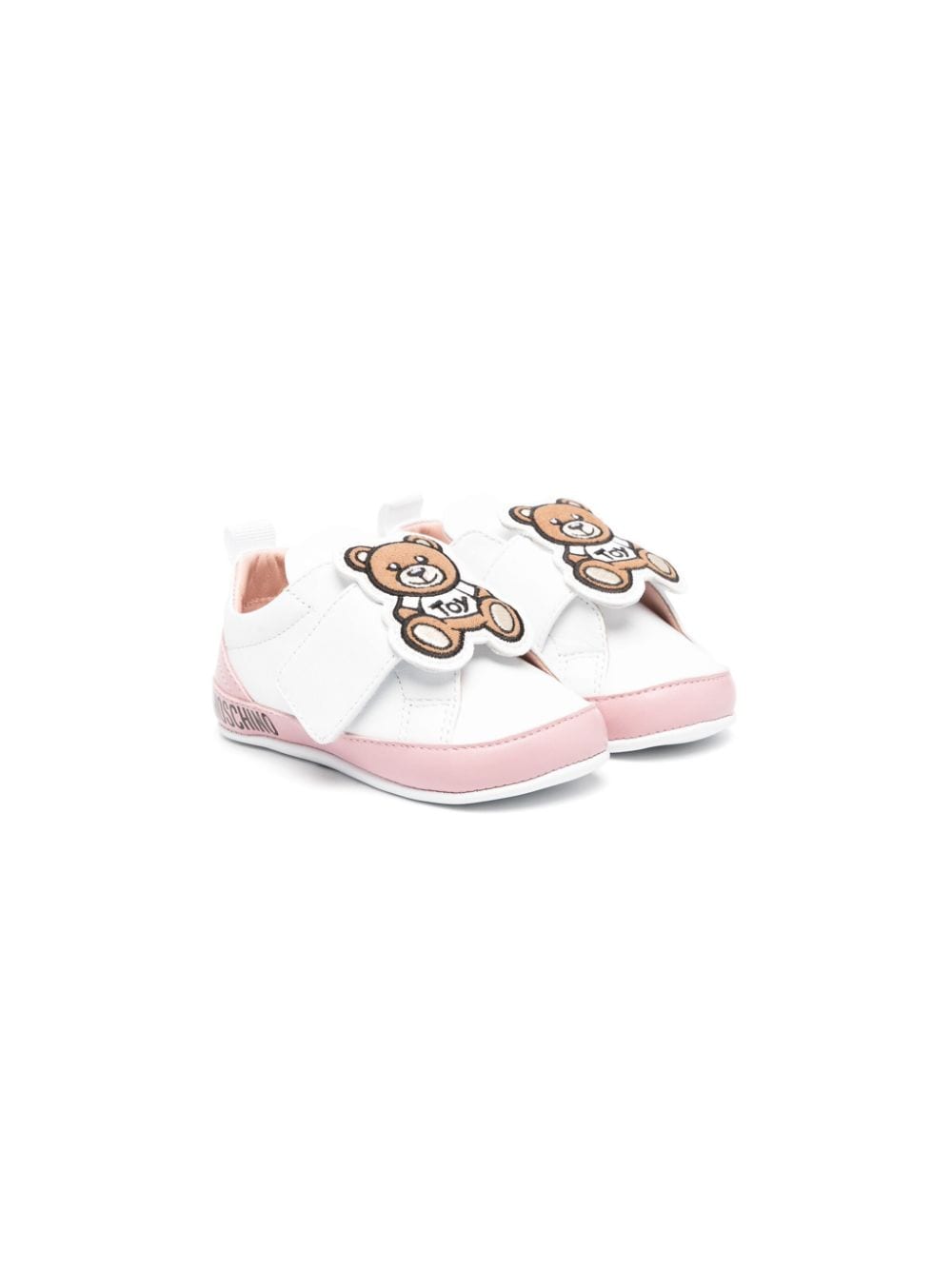 Moschino Kids logo-patch sheepskin sneakers - White von Moschino Kids