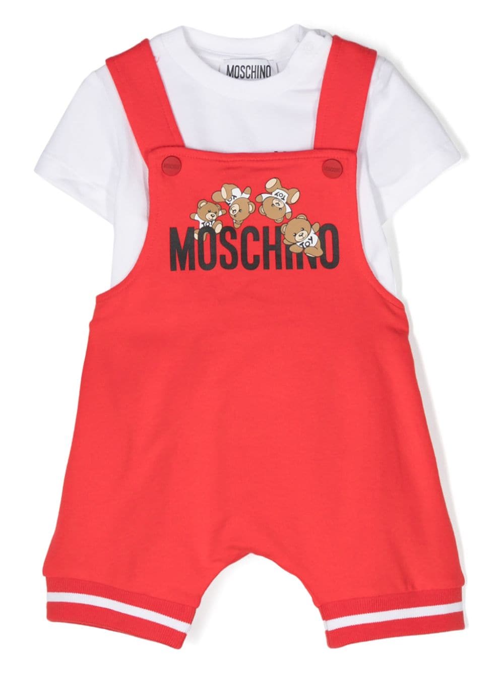 Moschino Kids logo-print cotton dungarees set (set of two) - Red von Moschino Kids