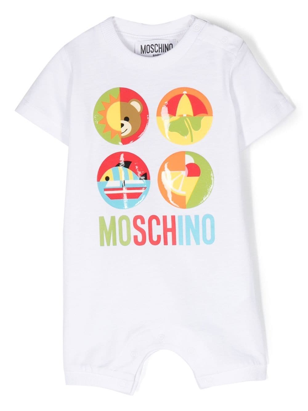 Moschino Kids logo-print cotton romper - White von Moschino Kids