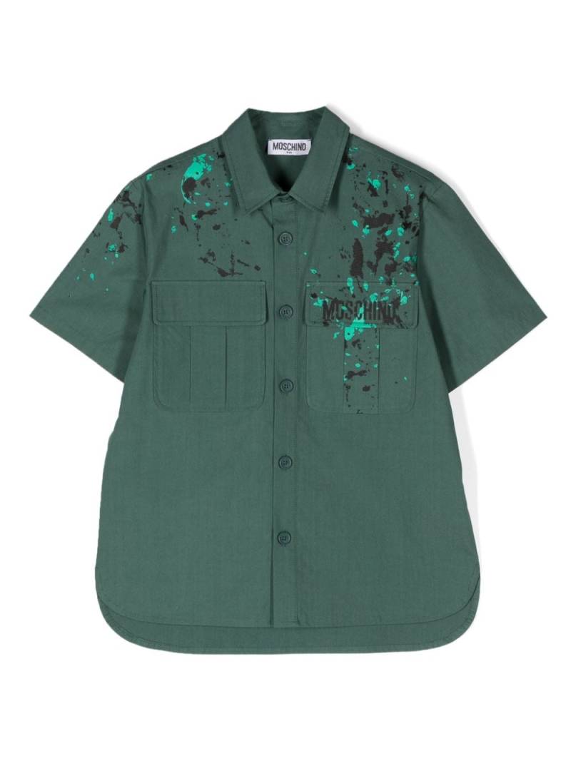 Moschino Kids logo-print cotton shirt - Green von Moschino Kids