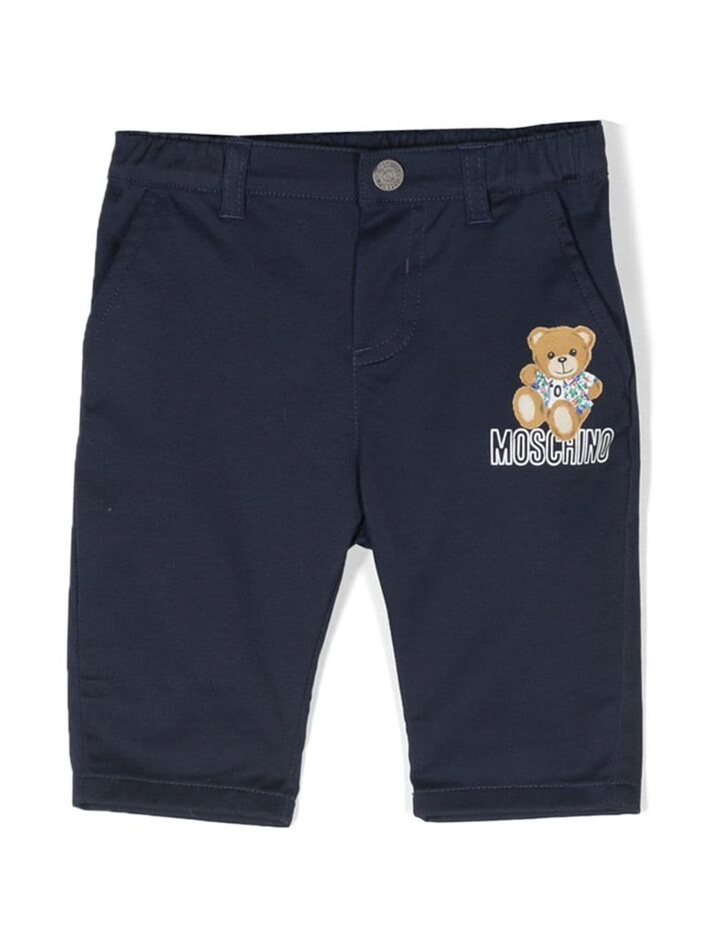 Moschino Kids logo-print detail chinos - Blue von Moschino Kids