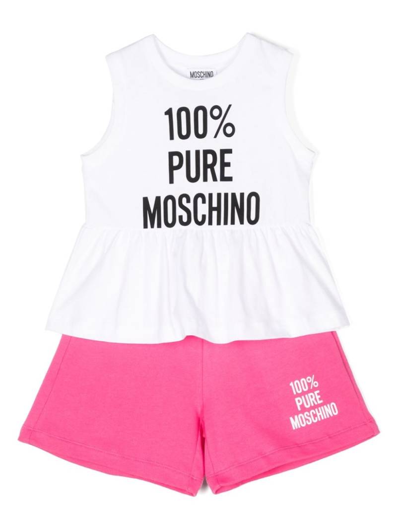 Moschino Kids logo-print drawstring-waistband shorts - Pink von Moschino Kids