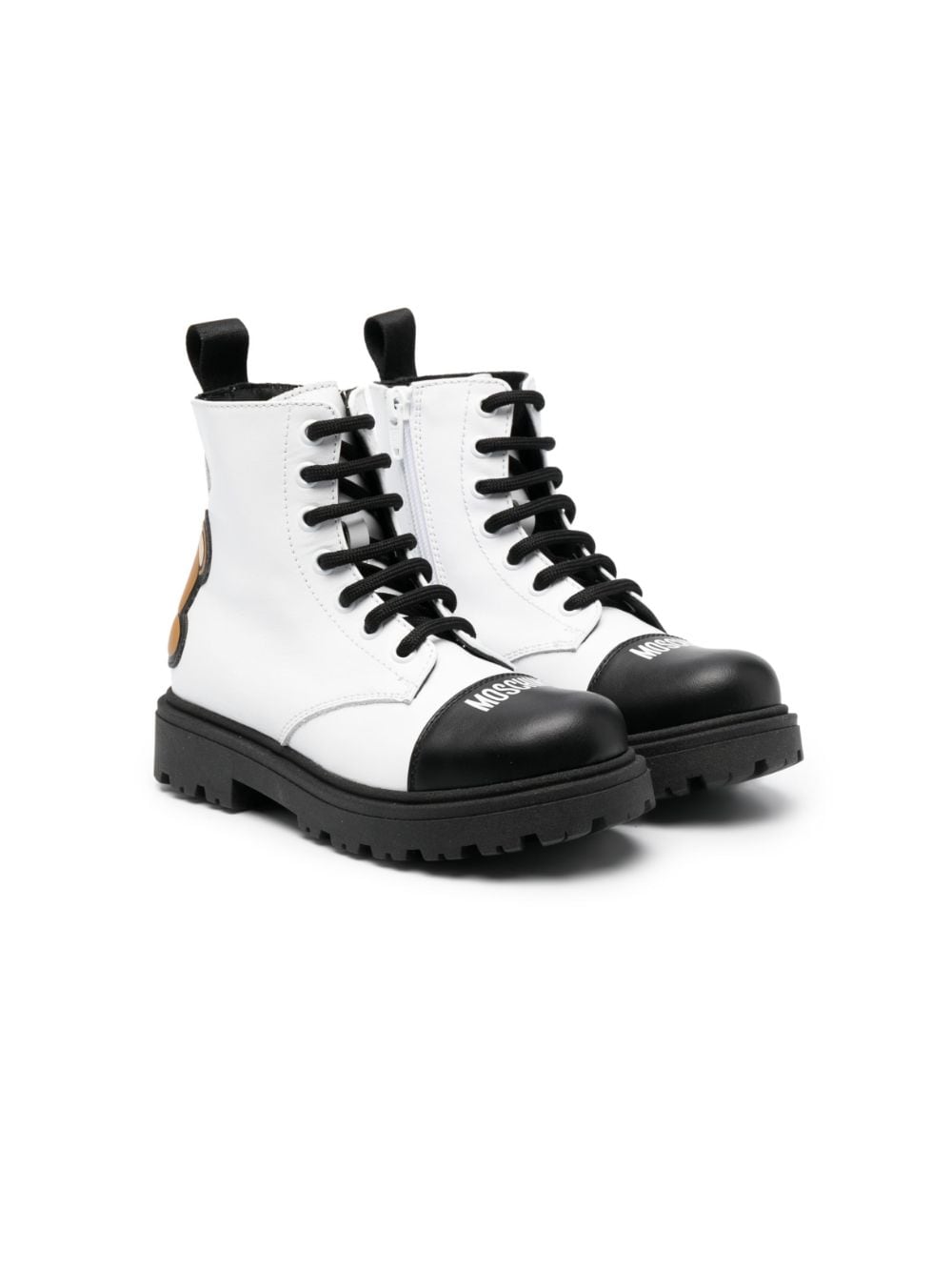 Moschino Kids logo-print leather ankle boots - White von Moschino Kids