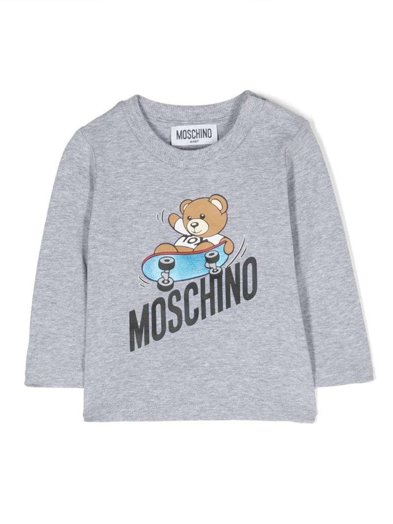 Moschino Kids logo-print long-sleeve T-shirt - Grey von Moschino Kids