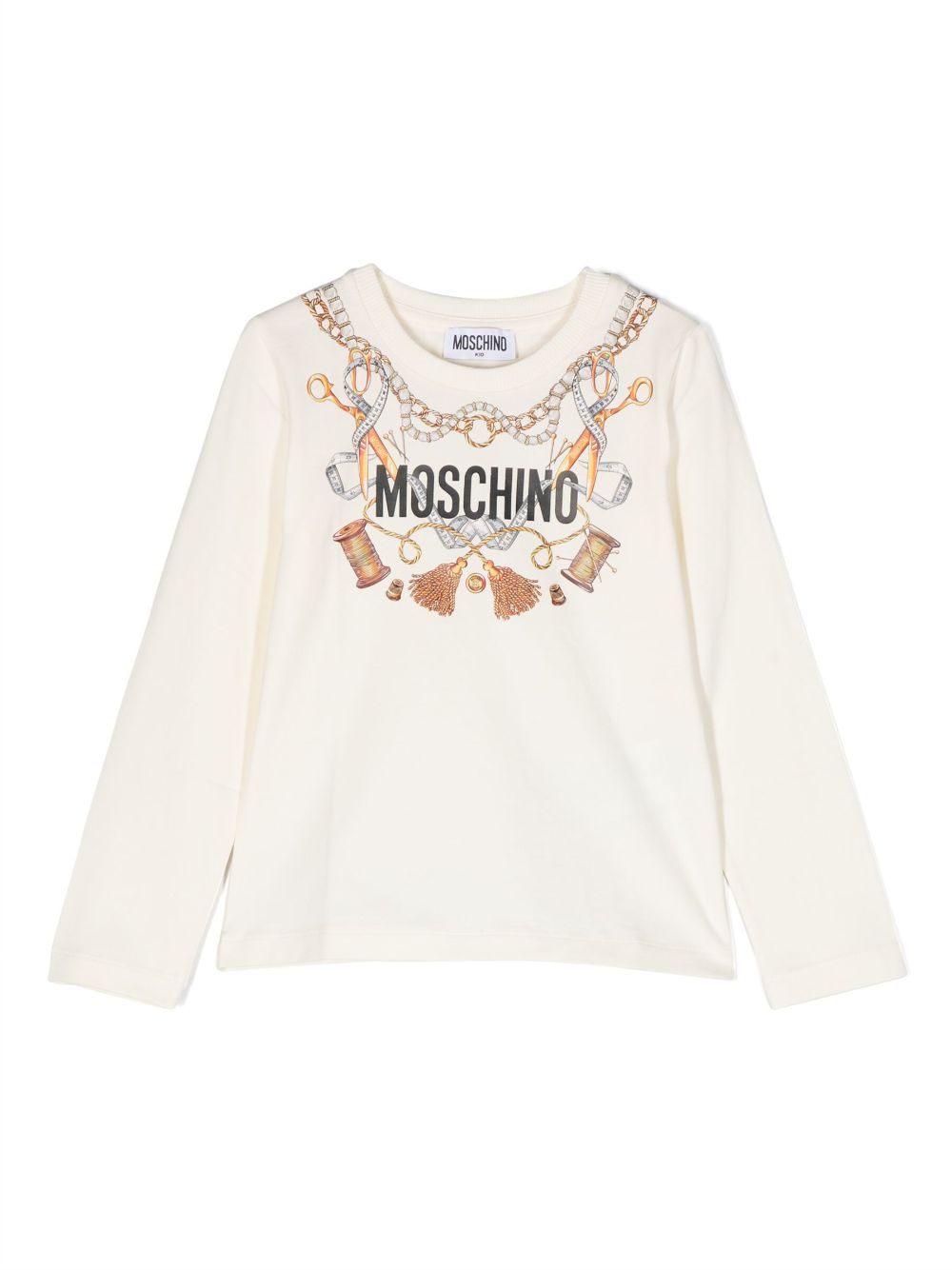 Moschino Kids logo-print long-sleeve T-shirt - Neutrals von Moschino Kids
