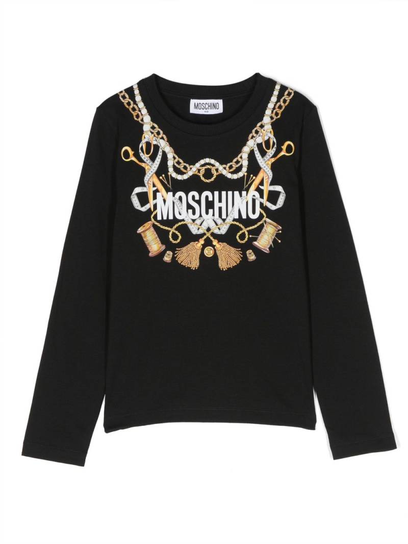 Moschino Kids logo-print long-sleeve top - Black von Moschino Kids