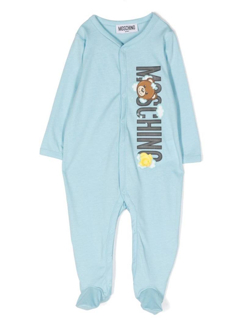 Moschino Kids logo-print long-sleeved bodie - Blue von Moschino Kids