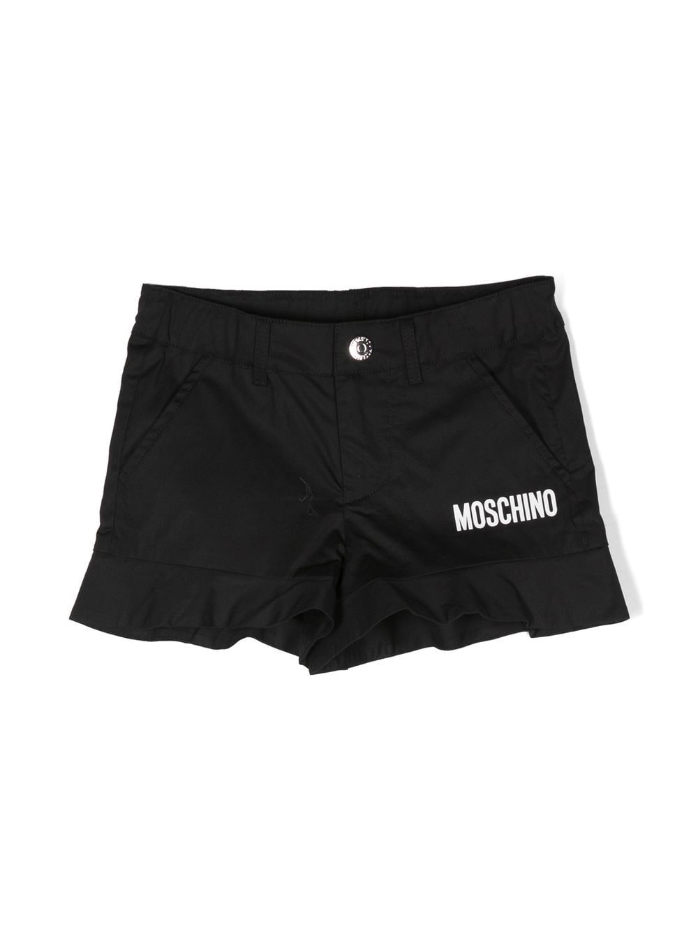 Moschino Kids logo-print peplum style shorts - Black von Moschino Kids