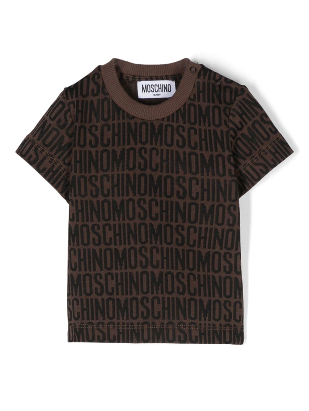 Moschino Kids logo-print piqué-weave T-shirt - Brown von Moschino Kids