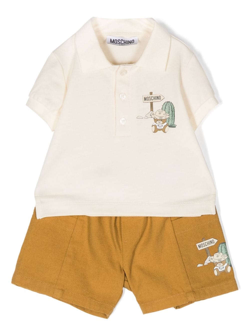Moschino Kids logo-print polo-collar shorts set - Brown von Moschino Kids
