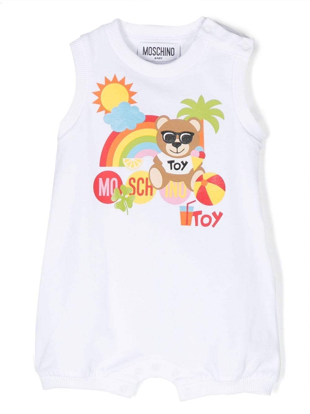 Moschino Kids logo-print sleeveless romper - White von Moschino Kids