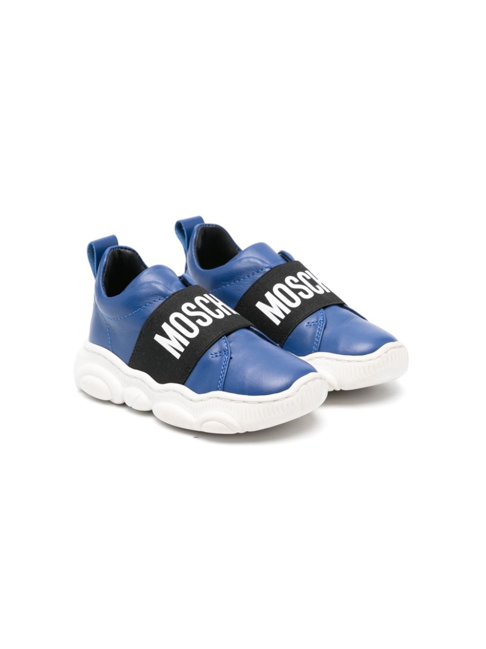 Moschino Kids logo-print strap leather sneakers - Blue von Moschino Kids