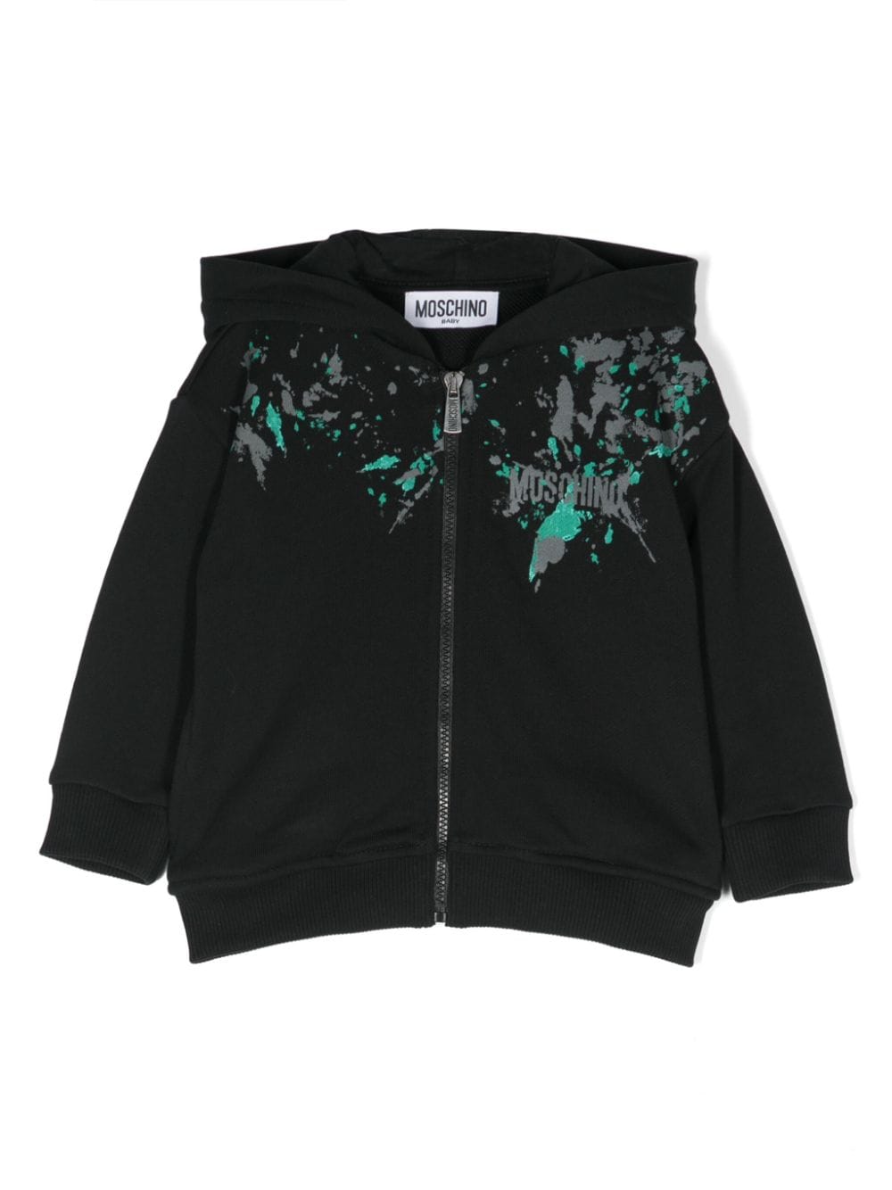 Moschino Kids logo-print zip-up hoodie - Black von Moschino Kids