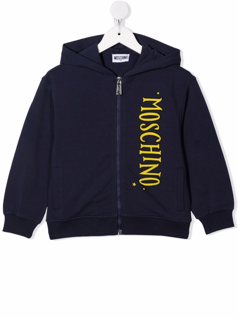 Moschino Kids logo-print zip-up hoodie - Blue von Moschino Kids