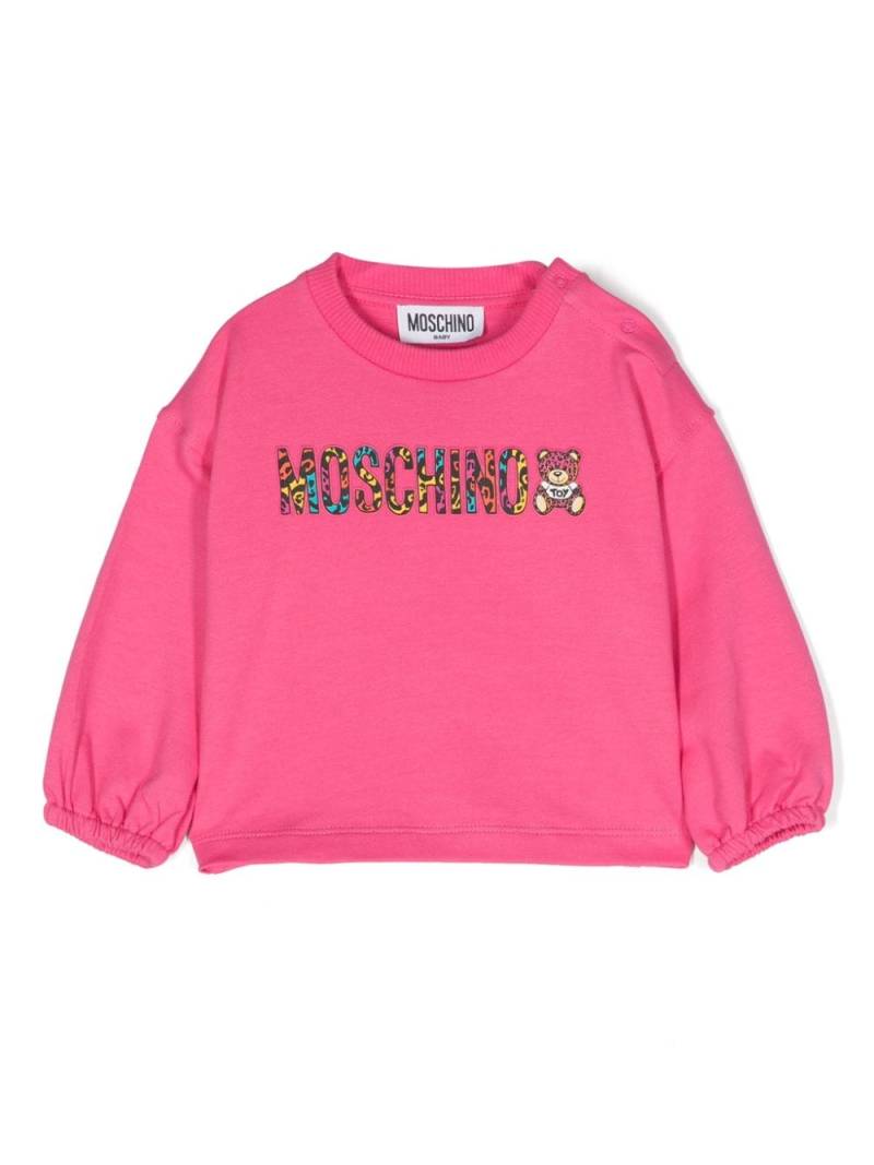 Moschino Kids logo-rubberised cotton sweatshirt - Pink von Moschino Kids