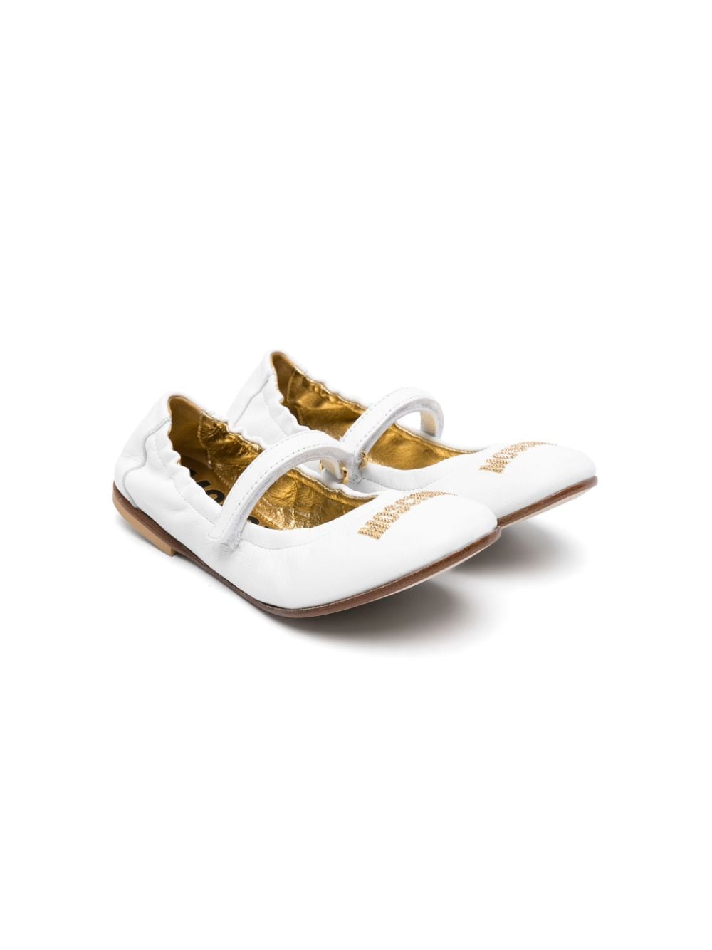 Moschino Kids logo-studded ballerina shoes - White von Moschino Kids