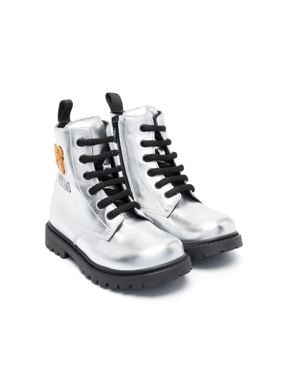 Moschino Kids metallic-effect ankle boots - Silver von Moschino Kids