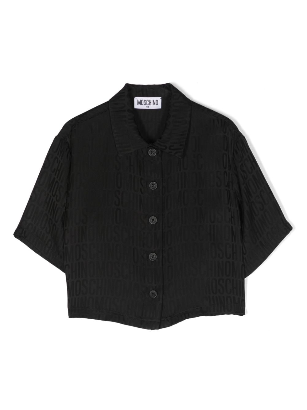 Moschino Kids monogram-jacquard satin shirt - Black von Moschino Kids