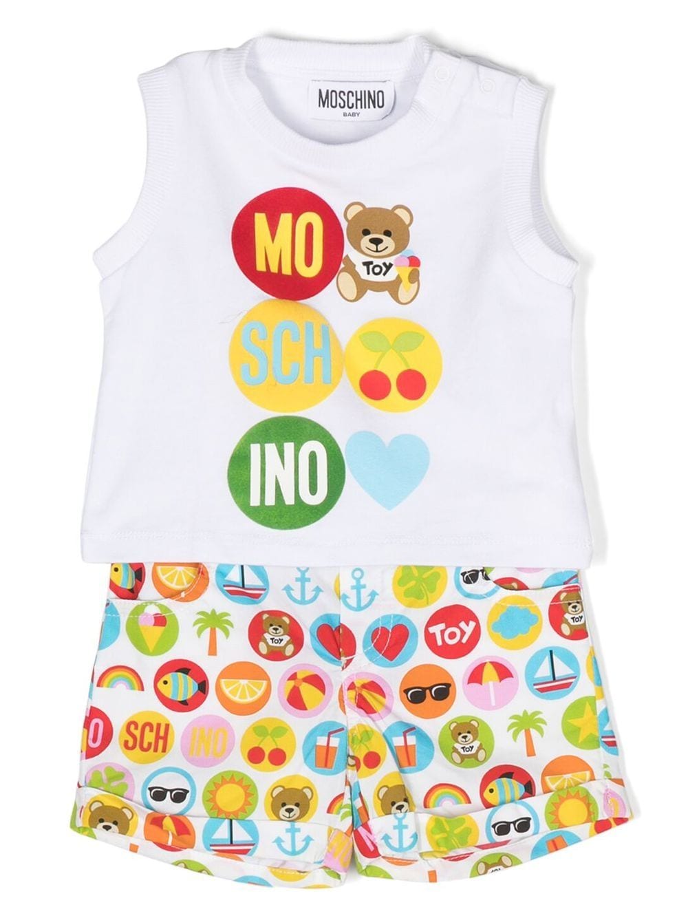 Moschino Kids motif-print t-shirt & short set - White von Moschino Kids