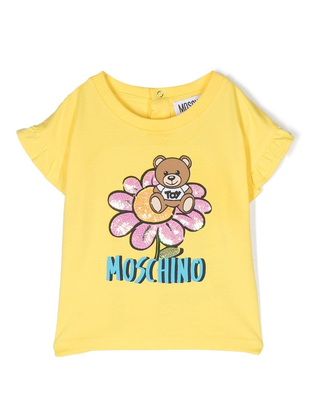 Moschino Kids sequin-embellished logo-print T-shirt - Yellow von Moschino Kids